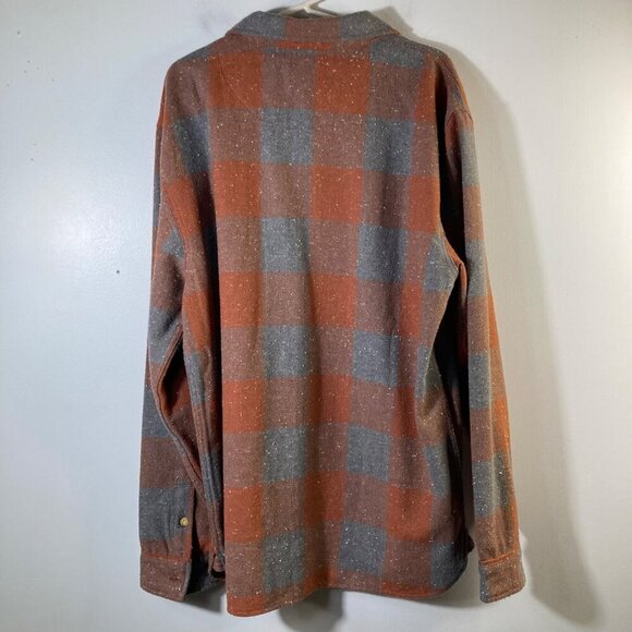 Mens Levis Wool Blend Plaid Buffalo Check‎ Heavy Shirt Shacket Orange Gray 2XL - Picture 2 of 9